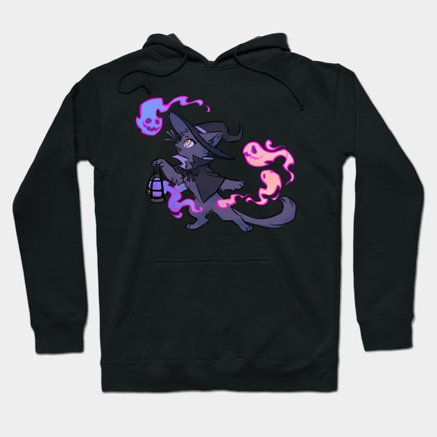 Witch Kitty Ghosts Hoodie by Mamath